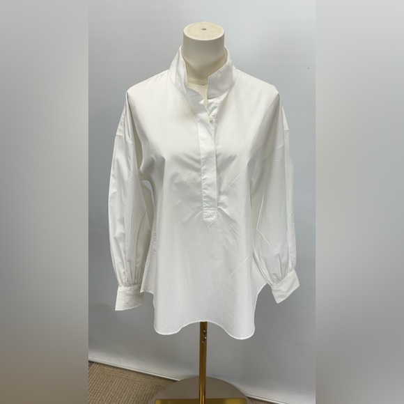 ANN MASHBURN Crisp white balloon sleeve ANAYA Popover Shirt size L - Picture 4 of 15